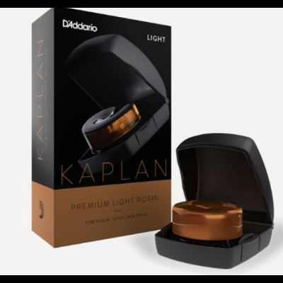 Embalagem e frasco aberto de resina para cordas de instrumentos D'Addario Kaplan