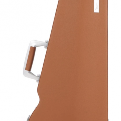 estojo rígido castanho para violino com pega e etiqueta