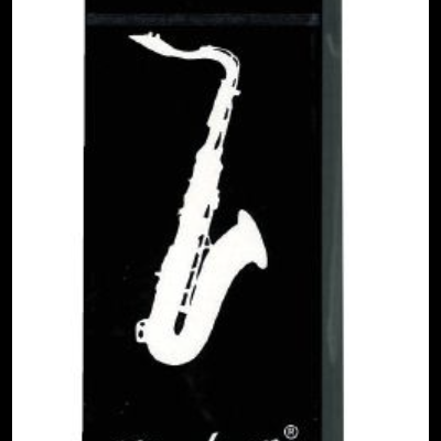 Palheta Vandoren para saxofone tenor modelo 3 preta com desenho branco e texto