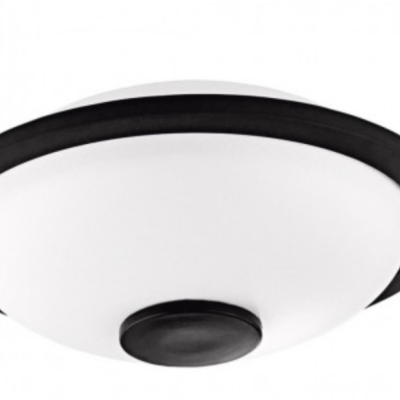 Plafon LED redondo preto com difusor branco para teto