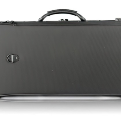 Estojo rígido preto para violino com alça e fechos metálicos