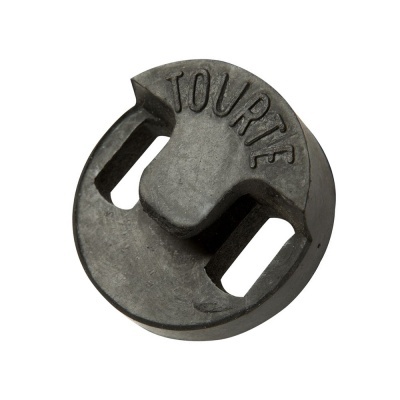 Peso redondo de ferro fundido com a palavra 'TOURTE'