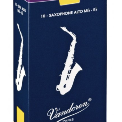 Caixa azul com palhetas para saxofone alto Vandoren Paris