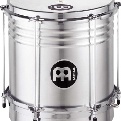 Timbal de metal prateado MEINL com pele branca e afinação
