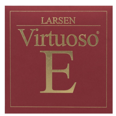 Embalagem vermelha com texto dourado LARSEN Virtuoso E