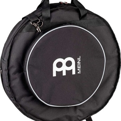 Capa preta redonda para pratos de bateria com bolso frontal e logotipo MEINL