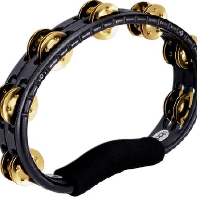 Pandeireta preta e dourada com punho almofadado