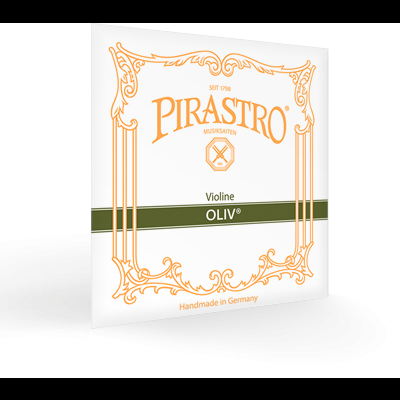 Pacote de cordas Pirastro para violino com design branco e dourado