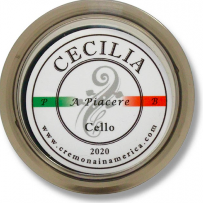 Embalagem redonda com etiqueta branca e texto relacionado a Cello