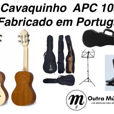 Cavaquinho APC 103 frente e costas com capas, suporte de partituras e afinador digital
