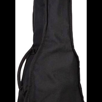 Estojo mole preto para guitarra com logos Q e OQAN brancos.