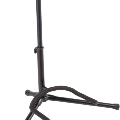 Suporte metálico preto para guitarra com almofadas de espuma