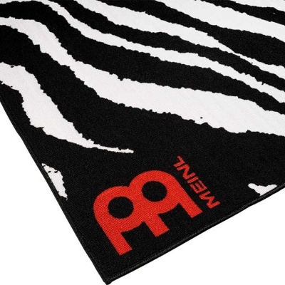 Tapete padrão pele de zebra preto e branco com logótipo MEINL vermelho