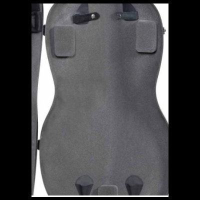 Estojo rígido cinzento com almofadas interiores e fivelas pretas