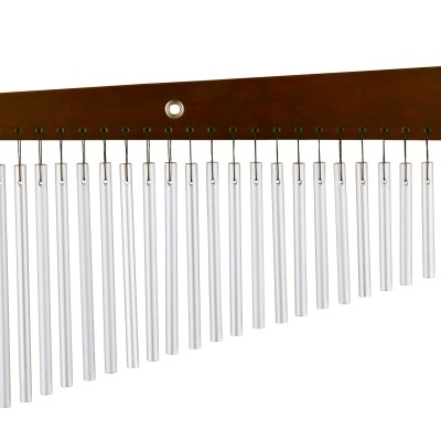 Chocalho musical de madeira e tubos metálicos prateados com logótipo MEINL