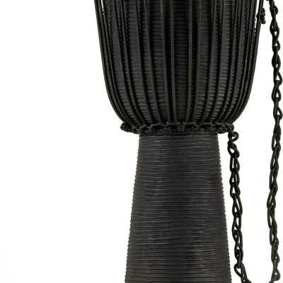 Tambor djembe preto com alça entrelaçada