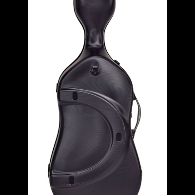 Estojo rígido preto para violoncelo com fecho de combinação e pega lateral