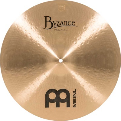 Prato de bateria dourado com texto Byzance e MEINL