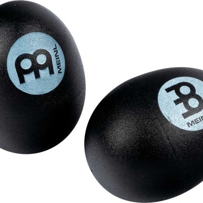 Par de shakers pretos em forma de ovo com logotipo MEINL azul claro