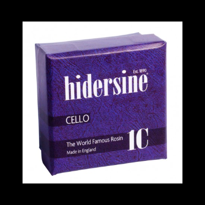 Embalagem roxa quadrada de resina para violoncelo Hidersine 1C.