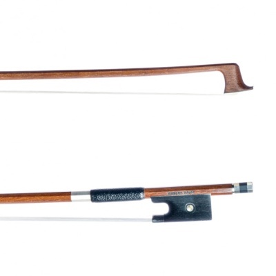 Arco para violino em madeira castanha com crina branca e inscrições