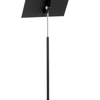 Suporte para partituras musical preto com base tripé.