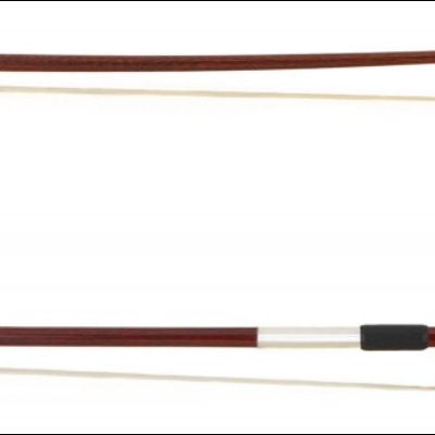 Arco de violino castanho-escuro com crina clara e parte de agarrar preta