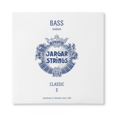Embalagem branca para cordas de contrabaixo JARGAR STRINGS com texto azul