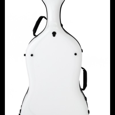 Estojo rígido branco para instrumento musical com alças e fechos pretos