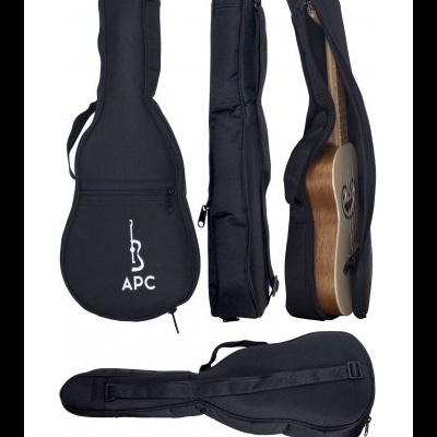 Bolsa preta para guitarra com o logótipo APC exibida de quatro ângulos