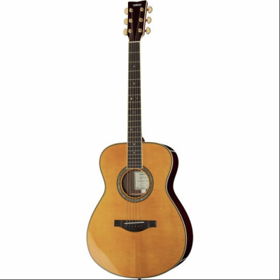Guitarra acústica Yamaha de madeira clara e braço escuro