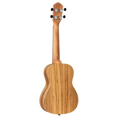 Ukulele de madeira claro visto de trás