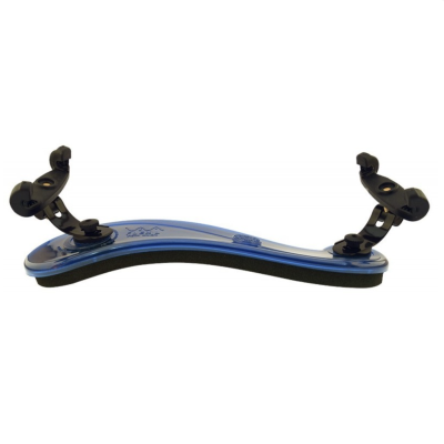 Espaleira azul translúcida para violino com suportes pretos ajustáveis