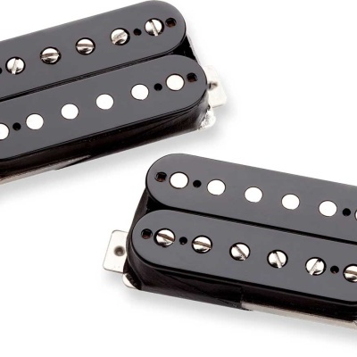 Par de captadores humbucker pretos para guitarra elétrica
