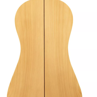 Parte traseira de violão de madeira clara com faixa central escura