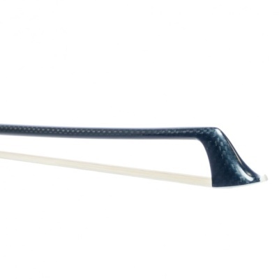 Arco de violino com madeira escura e crina clara em fundo branco