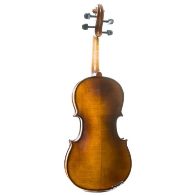 Violino de madeira castanho visto de costas