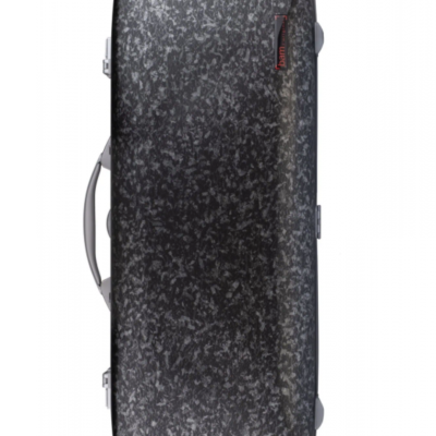 Estojo cinza escuro marmoreado para violino com alça e fechos