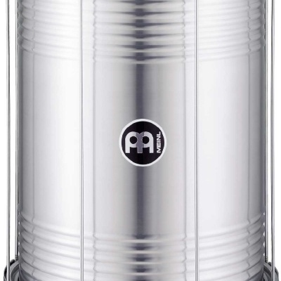 Tambor de aço prateado com marca MEINL