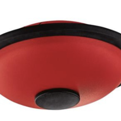 Tampa de cozinha antiaderente vermelha com borda e botão pretos