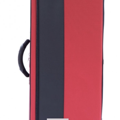Estojo rígido vermelho com faixa preta para instrumento musical da bam France