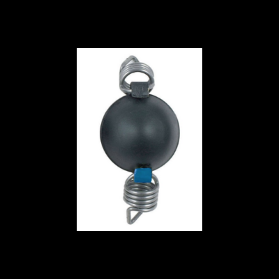 bola preta com molas metálicas em fundo branco