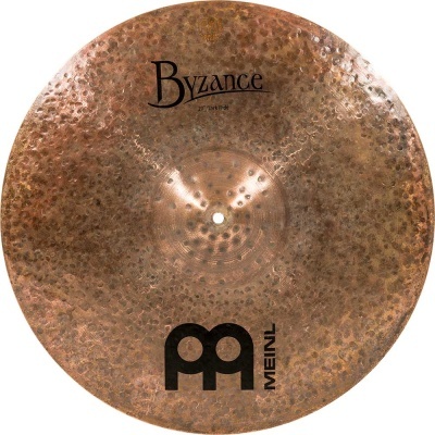 Prato de percussão de bronze com texto Byzance Dark Ride e logotipo MEINL