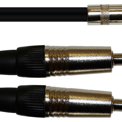 Cabo de áudio com conectores mini jack 3.5 mm e dois jack 6.35 mm metálicos