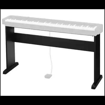 Piano digital branco com suporte preto e pedal