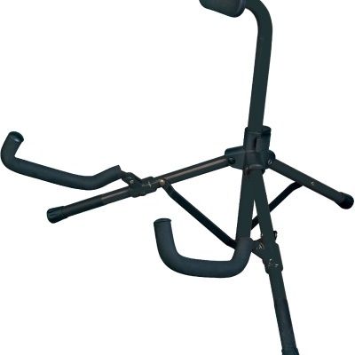 Suporte para guitarra em metal preto com acolchoamento de espuma