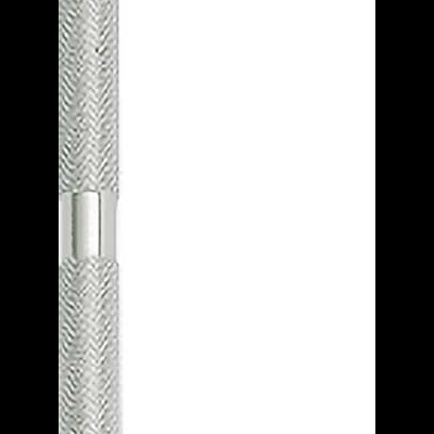 Palhinha metálica curva revestida por tecido cinzento