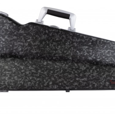 Estojo rígido para violino cinza marmoreado com pega branca