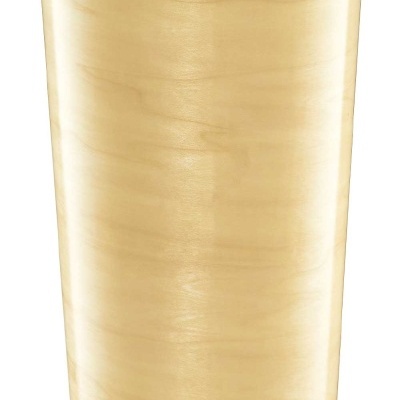 Tambor de madeira clara com tampa bege e ferragens prateadas