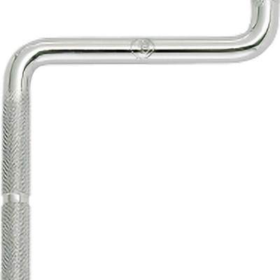 Ferramenta metálica prateada em forma de L com textura antiderrapante